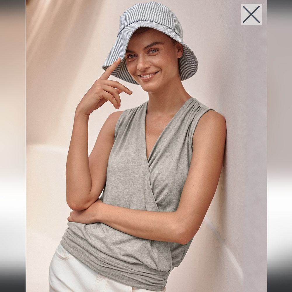 Garnet Hill Gray Wrap Tank Top